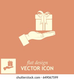 Gift box and hand icon
