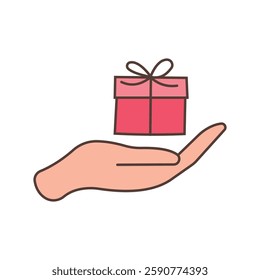 gift box Hand Icon flat design