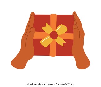 Caja de regalo en un fondo blanco aislado. El icono. Presente. Ilustración vectorial.