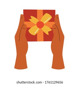Caja de regalo en un fondo blanco aislado. El icono. Presente. Ilustración vectorial.