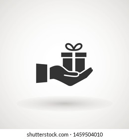 Gift Box In Hand. Pictograph Of Email In Hand Box . Vector Icon 10 EPS.