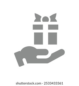 Caja de regalo y un ícono de Vector de mano. Entrega de compras o símbolo libre de Recargo.