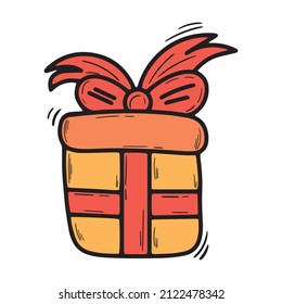 Gift box hand-drawn. Gift box icon.