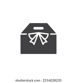 A gift box with a handle on top vector icon. filled flat sign for mobile concept and web design. Gift Box with Handle glyph icon. Symbol, logo illustration. Vector graphics