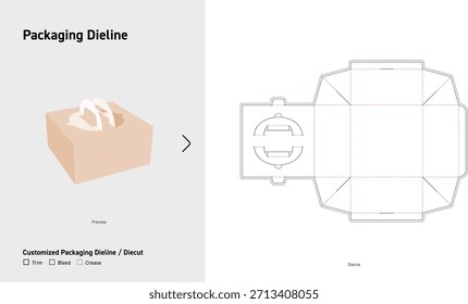 Gift Box With Handle Packaging Dieline Template