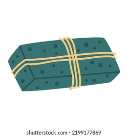 Gift Box. Happy New Year and Merry Christmas. Gift box with ribbon. Holiday banner, web poster, flyer, stylish brochure, greeting card, cover. Hand draw Vector Illustration isolated