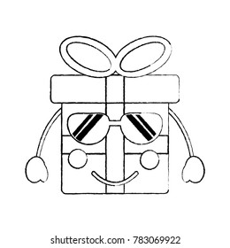 gift box happy sunglasses emoji icon image 