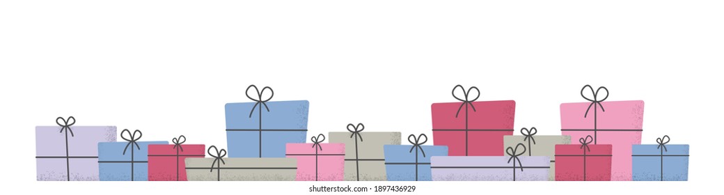 gift; box; header; banner; valentine; woman; birthday; girl; child; baby; kid; day; flat; wedding; package; bow; ribbon; decor; holiday; present; object; christmas; new; year; vector; white; red; blue
