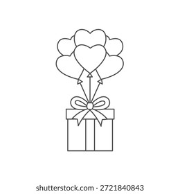 Caja de regalo con globos de corazón