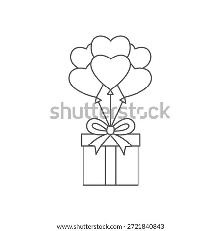 Gift Box with Heart Balloons