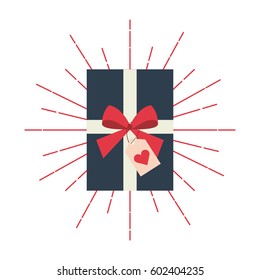 gift box with heart card over white background. colorful design. vector illustration