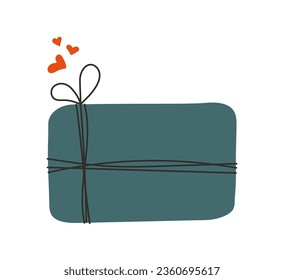 Gift box with heart. Element for Valentines day, wedding, romantic designs	