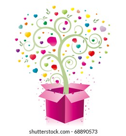 gift box with heart floral