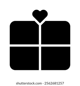 Gift box with heart icon. Concept of love, present, and surprise.