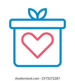 Gift box with heart icon. Concept of love, care, and charity.