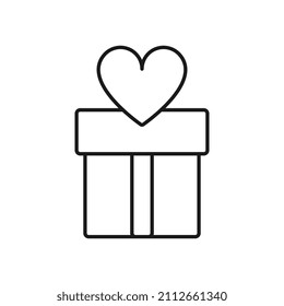 Gift Box Heart icon, Flat Design