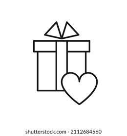 Gift Box Heart icon, Flat Design