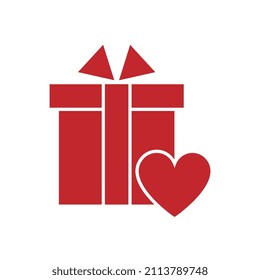 Gift Box Heart icon, Flat Design