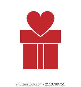 Gift Box Heart icon, Flat Design