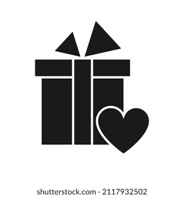 Gift Box Heart icon, Flat Design