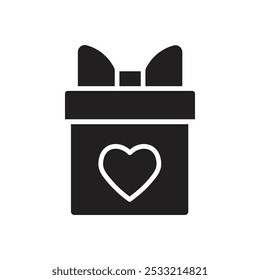 Geschenkbox mit Herz-Symbol Flache Linie Illustration