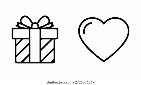 Caja de regalo y el icono del corazón aislado en el fondo blanco, Vector, ilustración