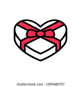Gift box heart icon. Love, Valentines Day.