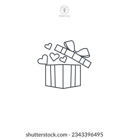 Gift Box with Heart icon symbol vector illustration isolated on white background