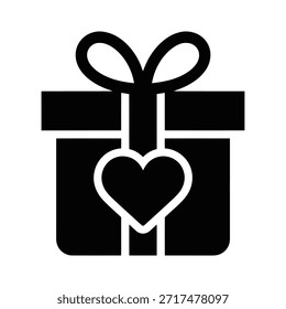 Caja de regalo con el icono del corazón que simboliza el amor y el cuidado