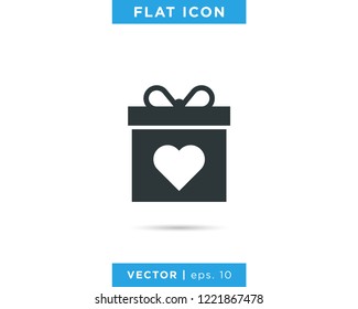 Gift Box And Heart Icon Vector  Design Template.