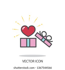 Gift box with heart icon vector