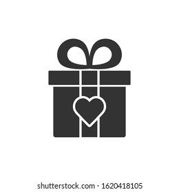 Gift box with heart icon vector