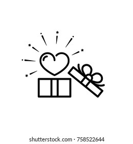 Gift Box With Heart Icon Vector