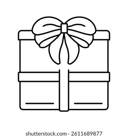 gift box heart line icon vector. gift box heart sign. isolated contour symbol black illustration