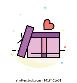 Gift box, Heart, Love Abstract Flat Color Icon Template