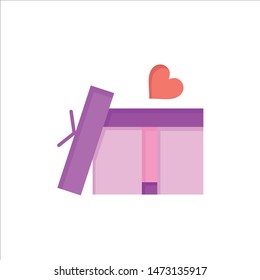 Gift box, Heart, Love  Flat Color Icon. Vector icon banner Template