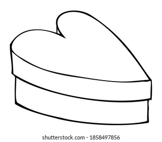 Gift box heart. Gift with love. Valentine's day. Outline hand drawn, vector. 