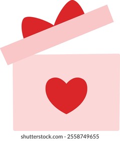 Gift box with heart pattern. Flat vector illustration.
Opened gift box.
For celebrating Valentine's Day, Mother's Day,wedding or birthday.
Transparent background.
