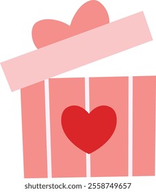 Gift box with heart pattern. Flat vector illustration.
Opened gift box.
For celebrating Valentine's Day, Mother's Day,wedding or birthday.
Transparent background.
