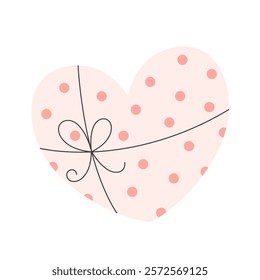 Gift box in heart shape. Love, dating, romantic, wedding present. Happy Valentines day. Vector illustration in flat style