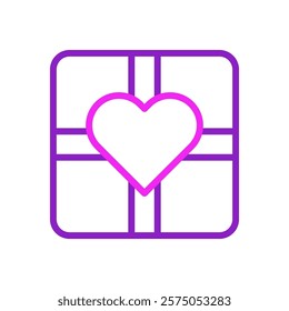 Gift box with heart shape outline