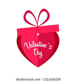 Gift box with a heart shape. Valentine day. Vector illustration design