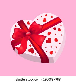 caja de regalo en forma de corazón valentinas concepto de celebración día amor panner volante o ilustración vectorial de tarjeta de saludo