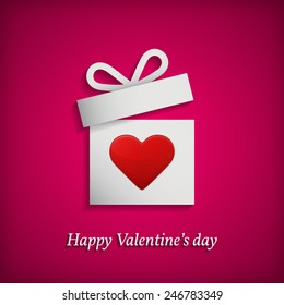 Gift box with heart symbol. Valentine's day concept. Vector illustration