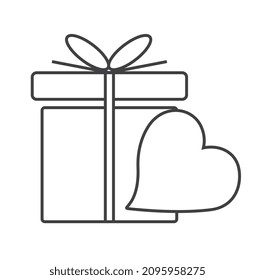 Gift box and heart vector icon on white background