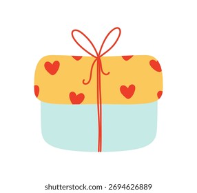 Gift box with hearts. Design element for greeting cards.