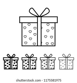 gift box with hearts icon in different thickness style. One of Valentine collection icon can be used for UI, UX