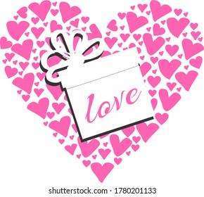 gift box with hearts and inscription love isolated on white background
