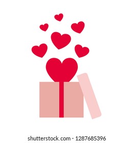 gift box with hearts isolated icon