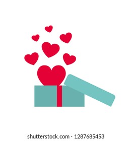 gift box with hearts isolated icon